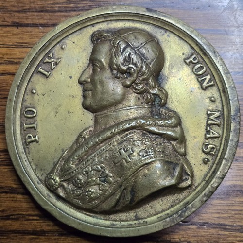 Medaglia ottone papa pio - ottone,