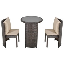 Outsunny Set Tavolino e Sedie da Giardino o da Esterno in Rattan