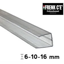 PROFILO a U per chiusura lastre di policarbonato da 6-10-16 mm. X 2100 mm