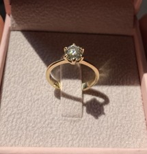 Anello Solitario Oro Giallo 14kt- Diamante Naturale 1.01ct Certificato GCI