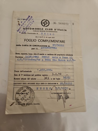 Vintage foglio - a.c.i.,