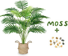 Palma Finta Alta 71 Cm, Pianta Finta Areca in Vaso, Albero Artificiale Con Cesti