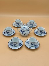 Richard Ginori servizio caffè 6 tazzine + zuccheriera, decoro blu, anni ’90