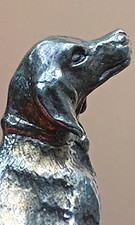 Cane da caccia argento 800 , pesante, figura, scultura