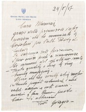 1937 VENEZIA Grand Hotel des Bains - Lettera Giorgio ZAMBERLAN - AUTOGRAFO