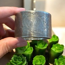 Antico porta tovagliolo in argento Tit. 800 Liberty francese con iniziali incise