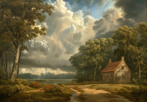 Quadro casa foresta - , stampa