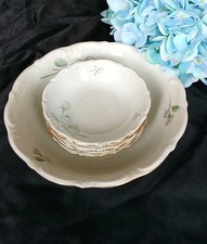 Servizio Piatti Macedonia Ciotole Dessert Filo Oro Dipinto A Mano 