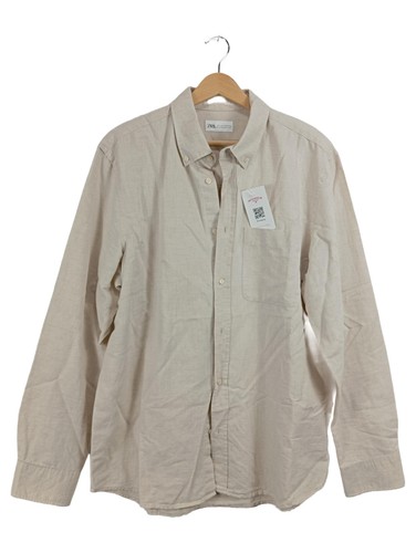 Zara camicia uomo beige lino - uomo,