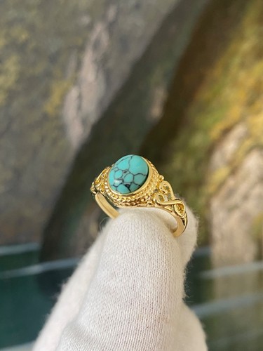 Anello oro con pietra - , turchese