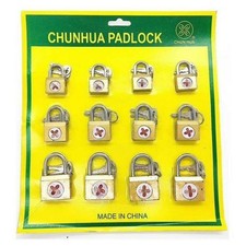 SET 12 LUCCHETTI AD ARCO 15 MM 20 MM 25 MM CON 2 CHIAVI PER ARMADIETTO VALIGIA