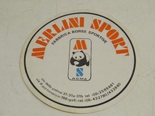 vecchio ADESIVO PUBBLICITARIO MERLINI SPORT ROMA FABBRICA BORSE SPORTIVE di