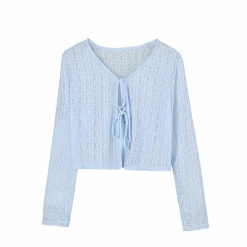 Cardigan donna pizzo cropped