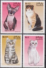 Maldive 1998 Gatti Scottish Fold Tabby American Shorthair Sfinge Animali 4v MNH