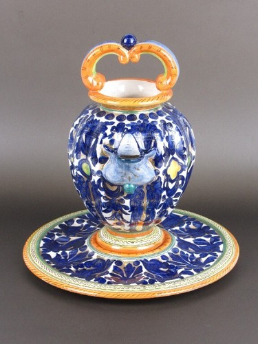 Vaso maiolica con - , piatto