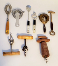 Lotto 9 utensili da bar vintage gadget Copex France colino cocktail vite sughero