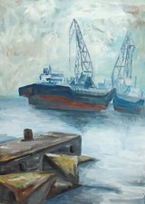 Paesaggio marino dipinto a