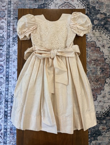 Abito bambina panna pizzo