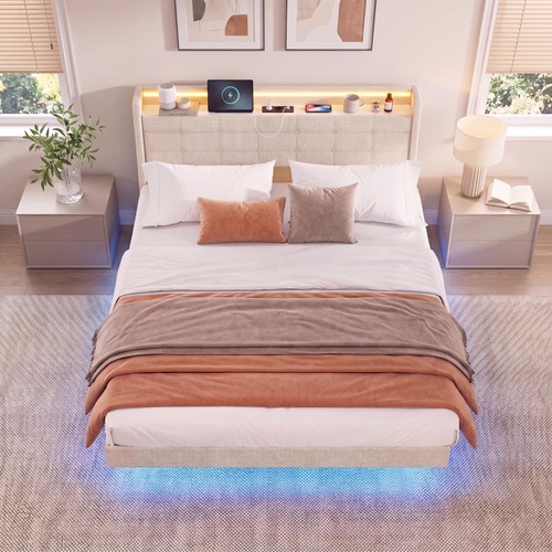 Letto imbottito con luce - , led