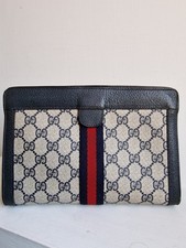 Vintage Gucci Ophidia Monogram Canvas Leather Clutch – Web Stripe, Velcro