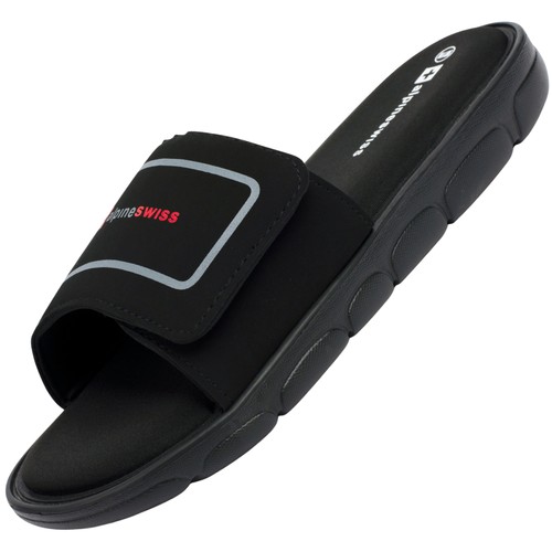 Alpine swiss men black slide - alpine, men's
