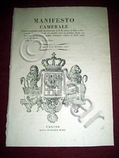 Regno di Sardegna Torino Manifesto Camerale Atti Notarili Trapassi Esteri 1823