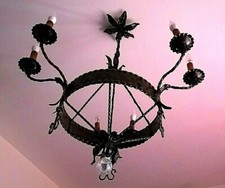 Bellissimo LAMPADARIO in Ferro Battuto, lavorato a mano, 7 LUCI, Inizio '900