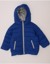 Giacca imbottita con cappuccio BENETTON bambino ragazzo 12-18 mesi blu poliestere PA09