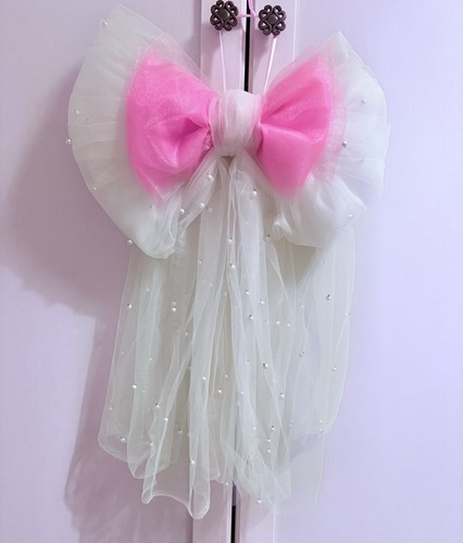 Fiocco nascita rosa tulle - fiocco,
