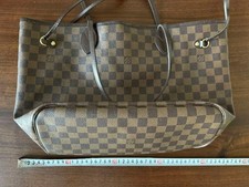 Autentica borsa tote Louis Vuitton Neverfull Damier Ebene tela tracolla marrone
