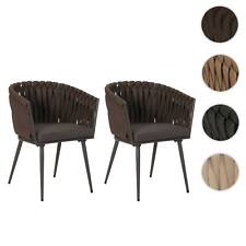 Set 2 sedie sala da pranzo in alluminio HWC-N38, sedia braccioli, olefina intreccio