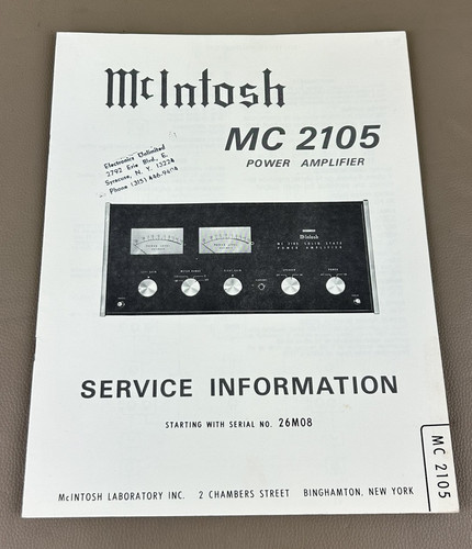 Mcintosh 2105 manuale - mcintosh, di