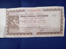 BUONO   POSTALE   FRUTTIFERO  LIRE   UN  MILIONE   