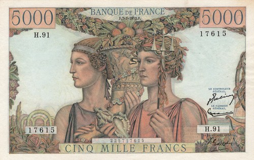 France 5000 francs terre et - france,