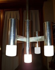 LAMPADARIO VINTAGE  SCIOLARI ALLUMINIO 5 LIGHTS