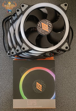 KIT 4Pz VENTOLE PC NOUA LIPS BLACK DUAL HALO 120mm RGB 1200RPM con CONTROLLER 