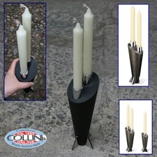 Giannini - Candelabro legno e acciaio 2 posti
