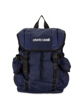 Zaino Utility $350 Nuovo con etichette Roberto Cavalli Logo Blu Navy 18"L x 17"H x 5"D