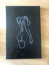 Rarissimo quadro su tela ricamato a mano raffigurante Nudo Di Donna pezzo unico 