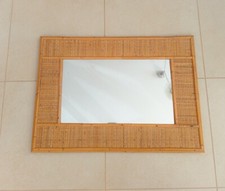 ♥ SPECCHIO DA MURO IN BAMBU BAMBOO VIMINI VINTAGE MID-CENTURY DESIGN DAL VERA