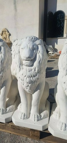 Statua leone seduto diritto - statua,