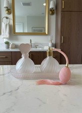 Set Vetro Rosa Da Bagno