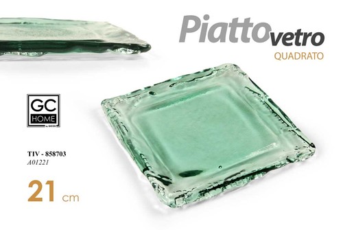 Piatto vassoio vetro quadrato - piatto,
