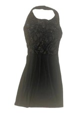 PIAZZA ITALIA vestito abito nero tubino elegante paillettes donna ragazza Tg L
