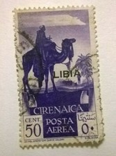 Francobollo Colonie Italiane Libia Cirenaica Posta aerea  50 Cent.