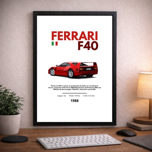 Poster ferrari f40 con cornice - ferrari,