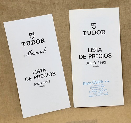 Tudor vintage 1992 price list - vintage,