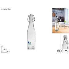 BOTTIGLIA QUADRATA IN VETRO TRASPARENTE 500 ML CON TAPPO MECCANICO ART.52114