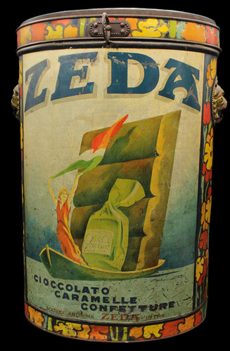 Antica scatola latta bidone - antica,