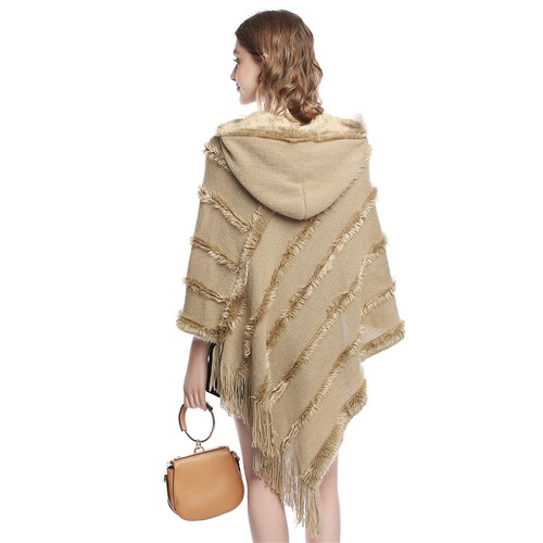 Poncho maglia pelliccia - in,